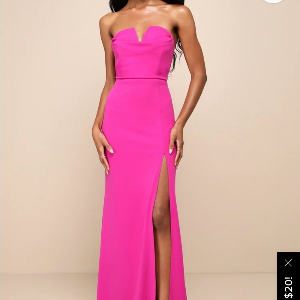 Lulu's Vibrant Pink Strapless Maxi Dress